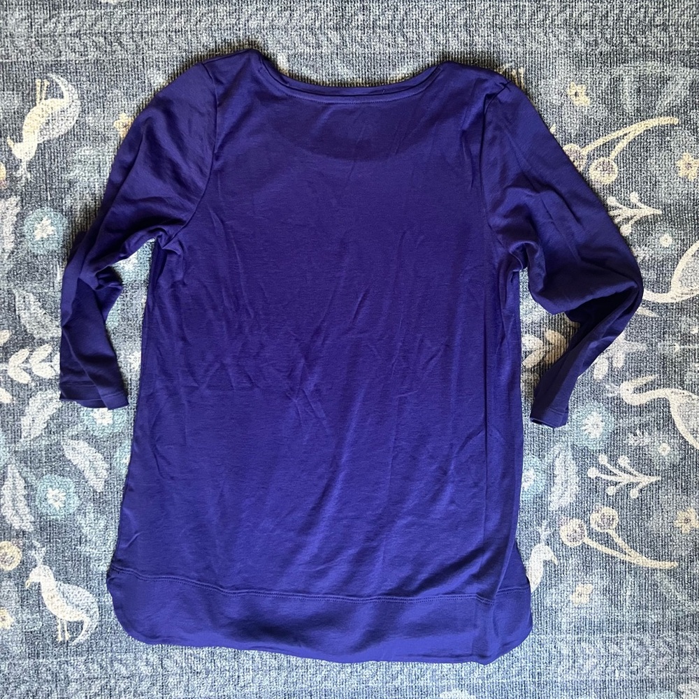 J. Jill purple perfect Pima cotton three-quarter sleeve scoop neck tea. - Picture 4 of 4